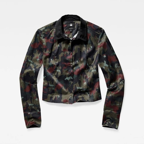 G-Star Tops - G STAR RAW VODAN CAMO CROP BUTTON UP SHIRT